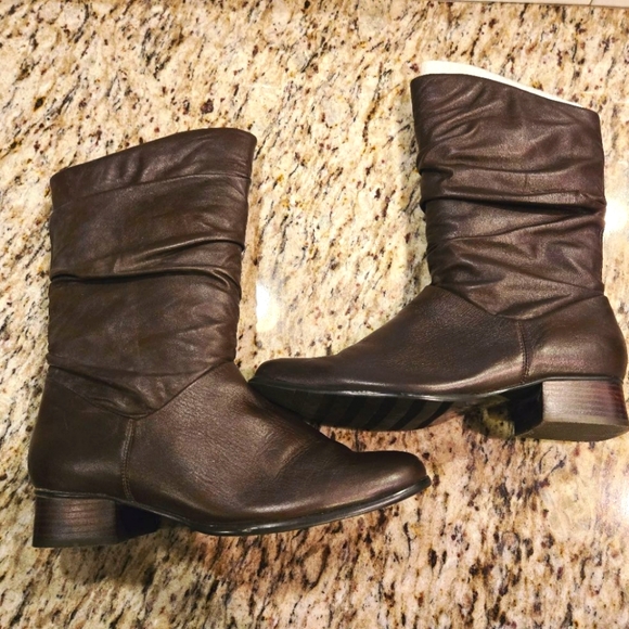 Liz Baker Shoes - Liz Baker "Jamie" Brown Leather Slouch Boots